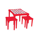 Tavolino per Bambini Regolabile con 2 Sgabelli Rosso  