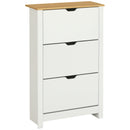 Scarpiera Slim per 18 Paia di Scarpe 72x26x112 cm con 3 Cassetti a Ribalta Rivestimento in Melamina Bianco     