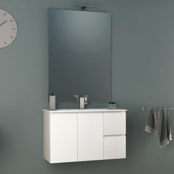 Mobile Bagno Sospeso 80 cm Lavabo e Specchio Tavassi Urano Bianco Lucido sconto