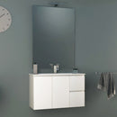 Mobile Bagno Sospeso 80 cm Lavabo e Specchio Tavassi Urano Bianco Lucido