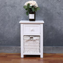 Comodino 2 Cassetti in Legno Massello 28x30x45 cm Fumer Elliot Bianco