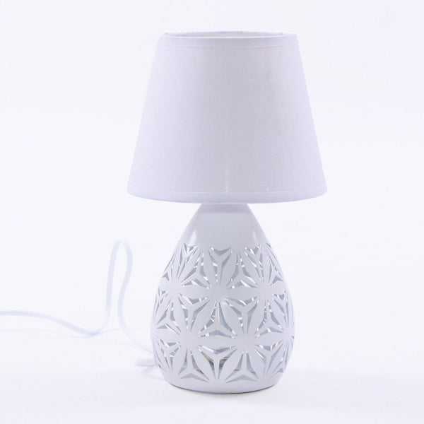 acquista Lampada da Tavolo Ø15xH26 cm in Metallo Bombata Bianca