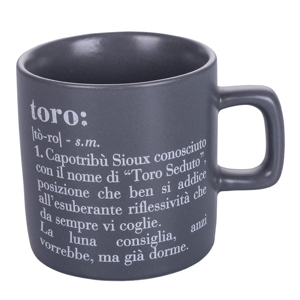 acquista Tazzina Caffè Zodiaco "toro" Ø6x6,5 cm in Bone China VdE Tivoli 1996 Grigio Scuro