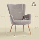 Poltrona per Salotto Moderna 71x74x97,5 cm con Schienale Alto in Tessuto Sherpa Grigio  