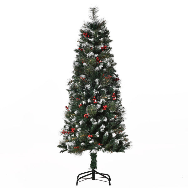 Albero di Natale Artificiale Innevato 150 cm 360 Rami con Bacche Verde sconto