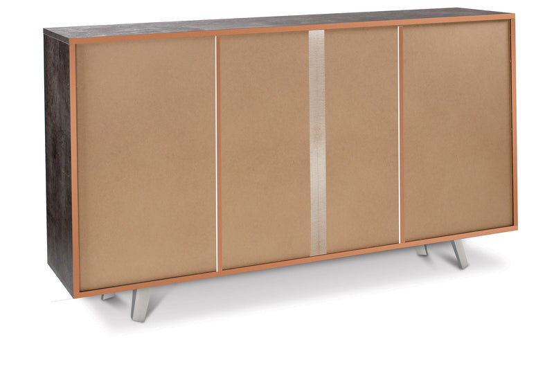 Mobile 3 Ante 3 Cassetti 164x92x41 cm Ossido Nero/Marmo Calacatta