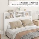 Testiera Letto Matrimoniale Autoportante 160x20,2x108,2 cm con 4 Scomparti Aperti in MDF e Truciolato Bianco      