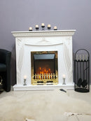 Camino Elettrico da Pavimento 103,5x110x30 cm Effetto Fiamma 2000W Napoli & Galileo Gold Bianco