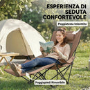 Set 2 Sedie da Campeggio Pieghevoli 80x165x83-90 cm con Poggiapiedi Staccabile in Tessuto Oxford e Metallo Marrone e Nero      