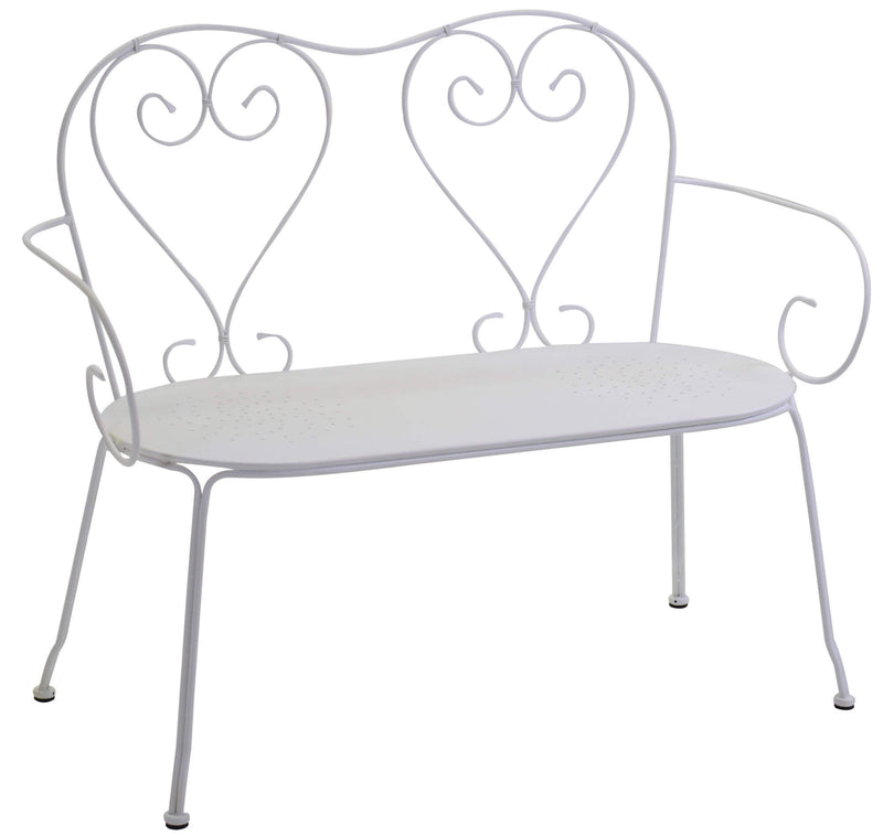 Panchina 2 Posti da Giardino 106x52x43/88 cm in Metallo Old Bianca