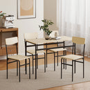 Set da Pranzo 5 Pezzi con Tavolo Rettangolare e 4 Sedie da Pranzo in MDF e Gambe in Metallo Nero e color Legno    