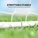 Porta da Calcio per Giardino 301x120x200 cm con 6 Picchetti a U in PE e Metallo Epossidico Bianco      