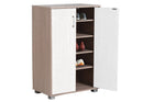Mobile Scarpiera 2 Ante 5 Ripiani 60x36x89,7 cm in Legno Rovere e Bianco