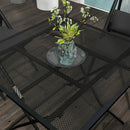 Tavolo da Giardino Pieghevole Quadrato 80x80x74 cm con Piano a Rete in Acciaio Nero