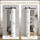 Porta Scorrevole a Soffietto 71,2x3,5x213,4 cm Stile Rustico Kit Montaggio con Maniglia in MDF Bianco Effetto Legno      