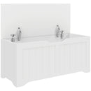 Panca Contenitore 100x40x45 cm Capacità 136L con Coperchio Sollevabile in Legno Bianca      