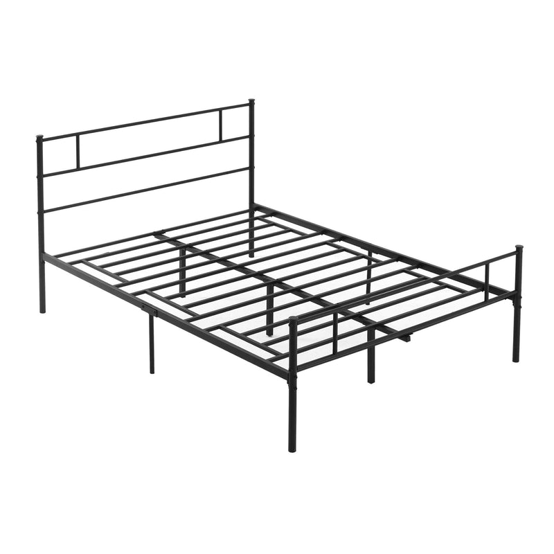 HOMCOM Struttura Letto Matrimoniale 167x208x103cm in Legno e Acciaio, Doghe e Testiera Stile Industriale, Nero e Marrone | Leroy Merlin