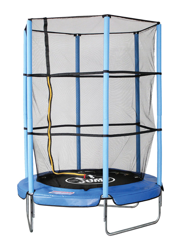 Trampolino Tappeto Elastico Ø140x185 cm in Acciaio con Rete di Protezione Blu online
