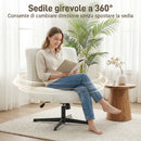 Poltrona da Salotto 63x75x82-90 cm Girevole 360° in Velluto a Goccia Senza Braccioli Crema      