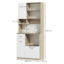 Mobile Dispensa 80x35x180 cm Ripiano con Foro Passacavi Bianco e Rovere   