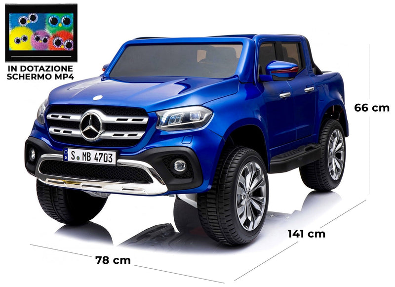 Macchina Elettrica per Bambini 2 Posti 12V Mp4 con Licenza Mercedes Classe X Pick-up Blu