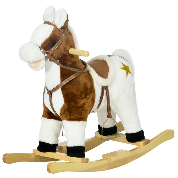 sconto Cavallo a Dondolo per Bambini 68x26x62 cm con Suoni in Peluche Marrone