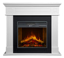 Camino Elettrico da Pavimento Effetto Fiamma 110x25x95 cm 900W/1800W in Legno Bianco