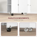 Tavolo a Ribalta Pieghevole con Ripiani a 3 Livelli Box e Rotelle 130x80x76,5 cm in MDF Bianco