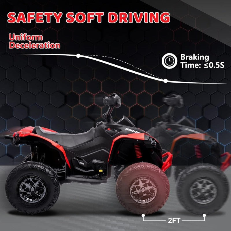 Quad Elettrico per Bambini Licenza Can-Am Renegade 12V ATV Telecomando e Ammortizzatori Rosso  
