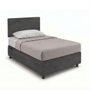 Letto 1 Piazza e Mezza Contenitore Imbottito Microfibra Grigio Boxmax Testata Square Varie Misure