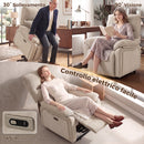 Poltrona Relax Alzapersona 82x88x96 cm con Massaggio a 8 Punti Riscaldamento Telecomando e Poggiapiedi in Ciniglia Crema      