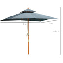 Ombrellone da Giardino 3x3 m Palo Ø48 mm in Bamboo Grigio
