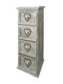 Cassettiera in Legno 4 Cassetti 29x22H71,5cm Demetra Cuore