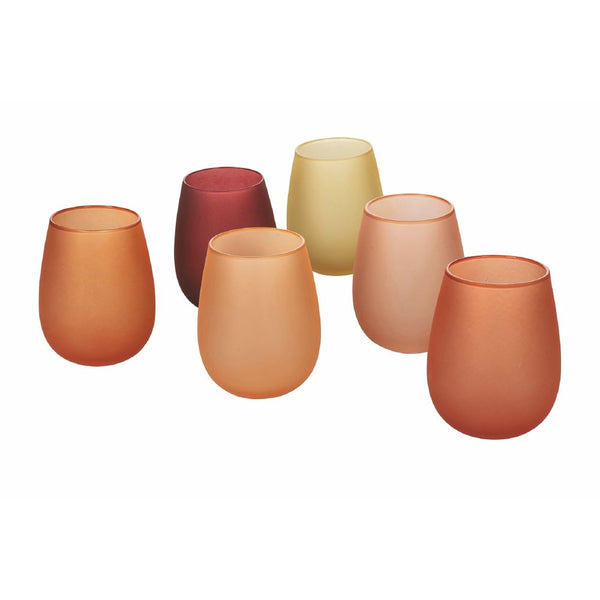 online Set 6 Bicchieri Acqua Effetto Frosted Happy Hour Sunset in Vetro VdE Tivoli 1996 Rosso