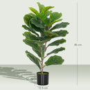 Pianta Artificiale Ficus Lyrata Alta 80 cm per Interni con Vaso in PEVA Verde  