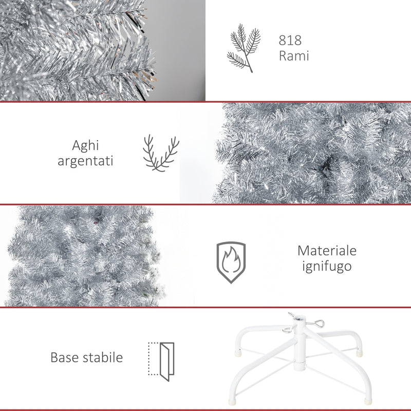 Albero di Natale Artificiale 210 cm 818 Rami Argento