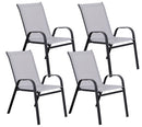 Set 4 Sedie da Giardino 67x57x107 cm in Metallo e Textilene Grigio Chiaro