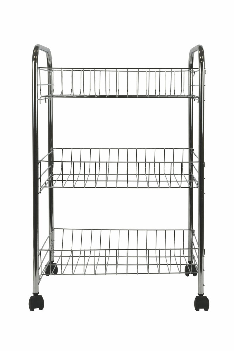 Carrello da Cucina 3 Ripiani 40x26x62 cm in Metallo Cromato