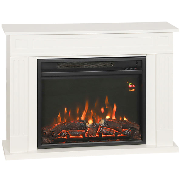 acquista Camino Elettrico da Pavimento 98x23,5x69,5 cm con Fiamma a 5 Luminosità Telecomando e Timer Bianco e Nero