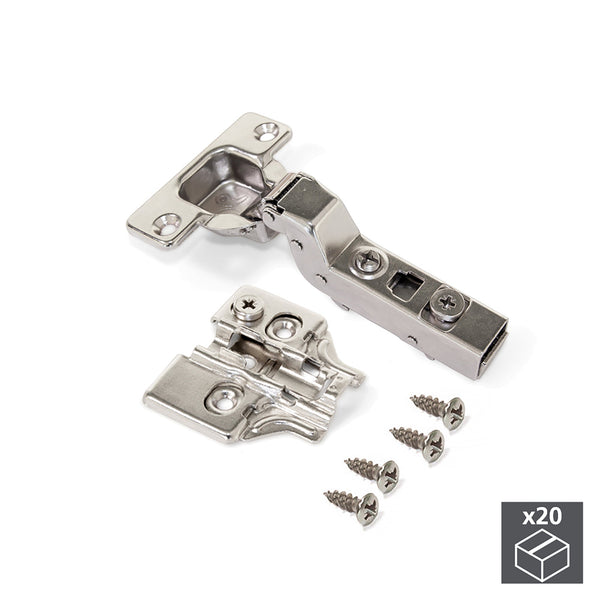acquista Cerniera a Scodellino 35 mm Collo Alto 100° con Basetta 20 Pezzi Emuca