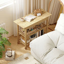 Carrello Cucina 100x43x75 cm con 2 Cassetti 2 Ripiani a Doghe e 2 Rotelle in Legno di Bambù      