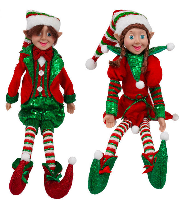 Pupazzo Elfo Natalizio H45 cm Seduto in Tessuto Rosso online