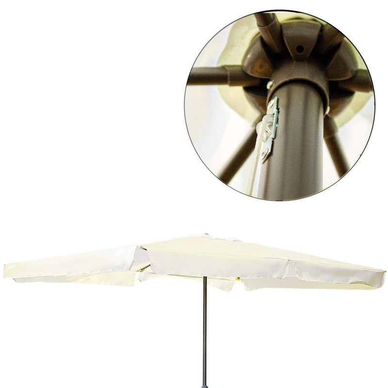Ombrellone Rettangolare da Giardino 3x2m 6 Stecche Ecrù