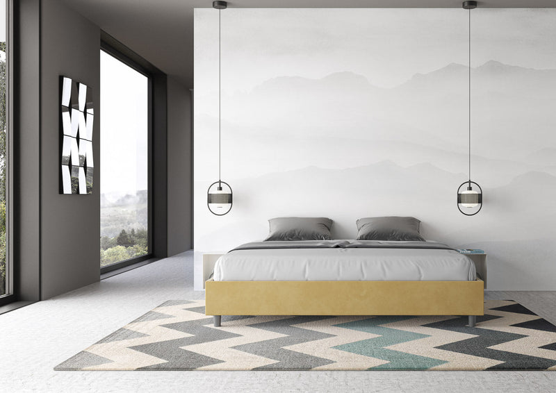 Letto Matrimoniale Extra Large Azelia Ocra Varie Misure