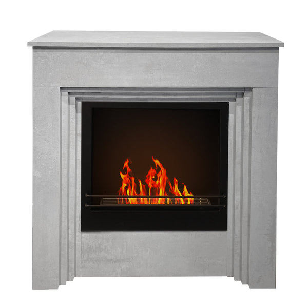 acquista Camino a Bioetanolo da Pavimento 96x35xH96 cm Bellini Effetto Cemento Grigio