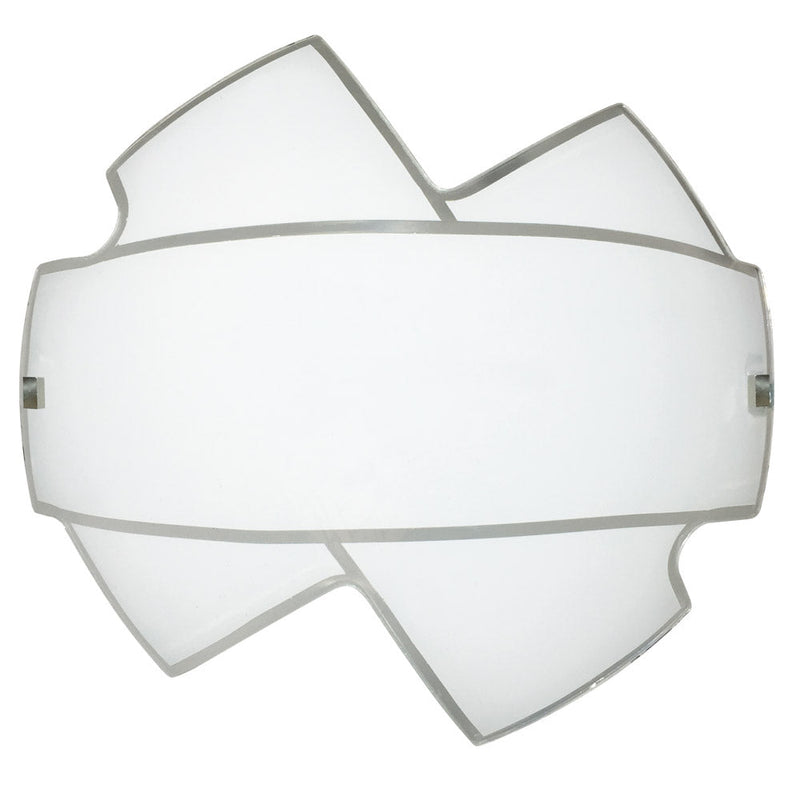 Plafoniera 1xE27 Montatura Bianca Vetro Lastra Serigrafato Bianco E-Energy Nives