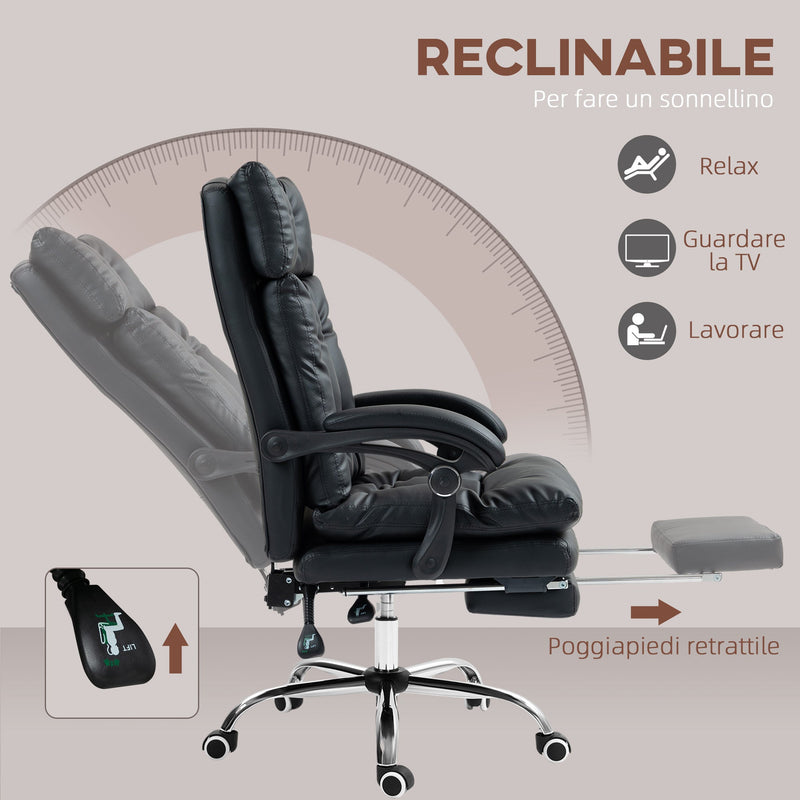 Sedia Operativa Girevole Per Ufficio Casa Studio In Tessuto Sky E Similpelle – Colore Nero, Comoda E Resistente - 2