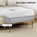 Panca Fondo Letto con Contenitore 100x40x49 cm in Tessuto e Gambe in Acciaio Grigio Chiaro      