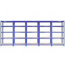 Set 5 Scaffali Senza Bulloni 90x45x180 cm con Connettori in Acciaio Blu 