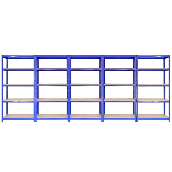 sconto Set 5 Scaffali Senza Bulloni 90x45x180 cm con Connettori in Acciaio Blu
